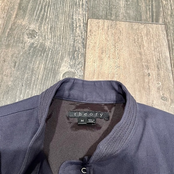 Theory Jacket Womens M Cropped Carly SC Military Mock Neck Hook & Eye Navy - Picture 8 of 12